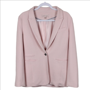 Philosophy Pink Waffle Design Notched Collar One Button Closure Blazer Jacket
